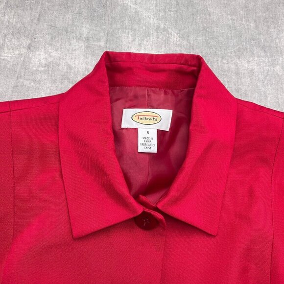 Talbots Jacket Women 8/36 Red‎ Silk Wool Lined Classic Career Suit Shacket - Picture 3 of 11